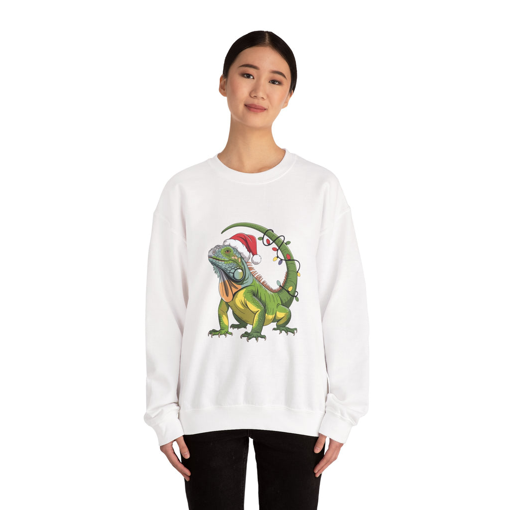 Sweatshirt - Iguana Wrapped in Christmas Lights Design