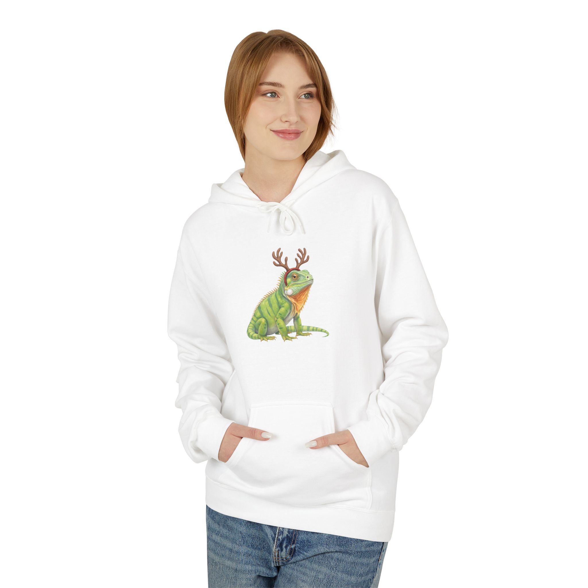 Iguana Reindeer Antlers Hoodie
