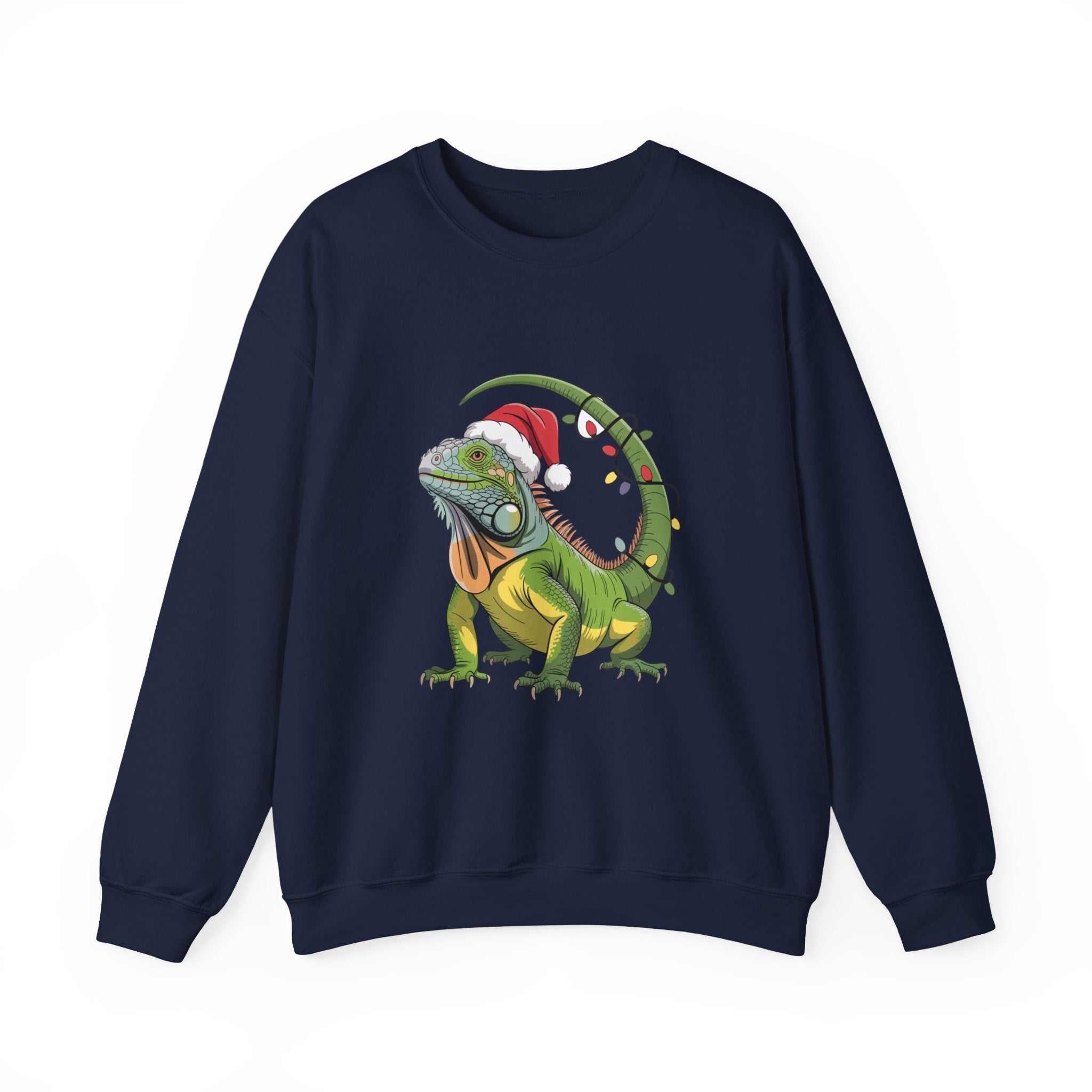 Sweatshirt - Iguana Wrapped in Christmas Lights Design