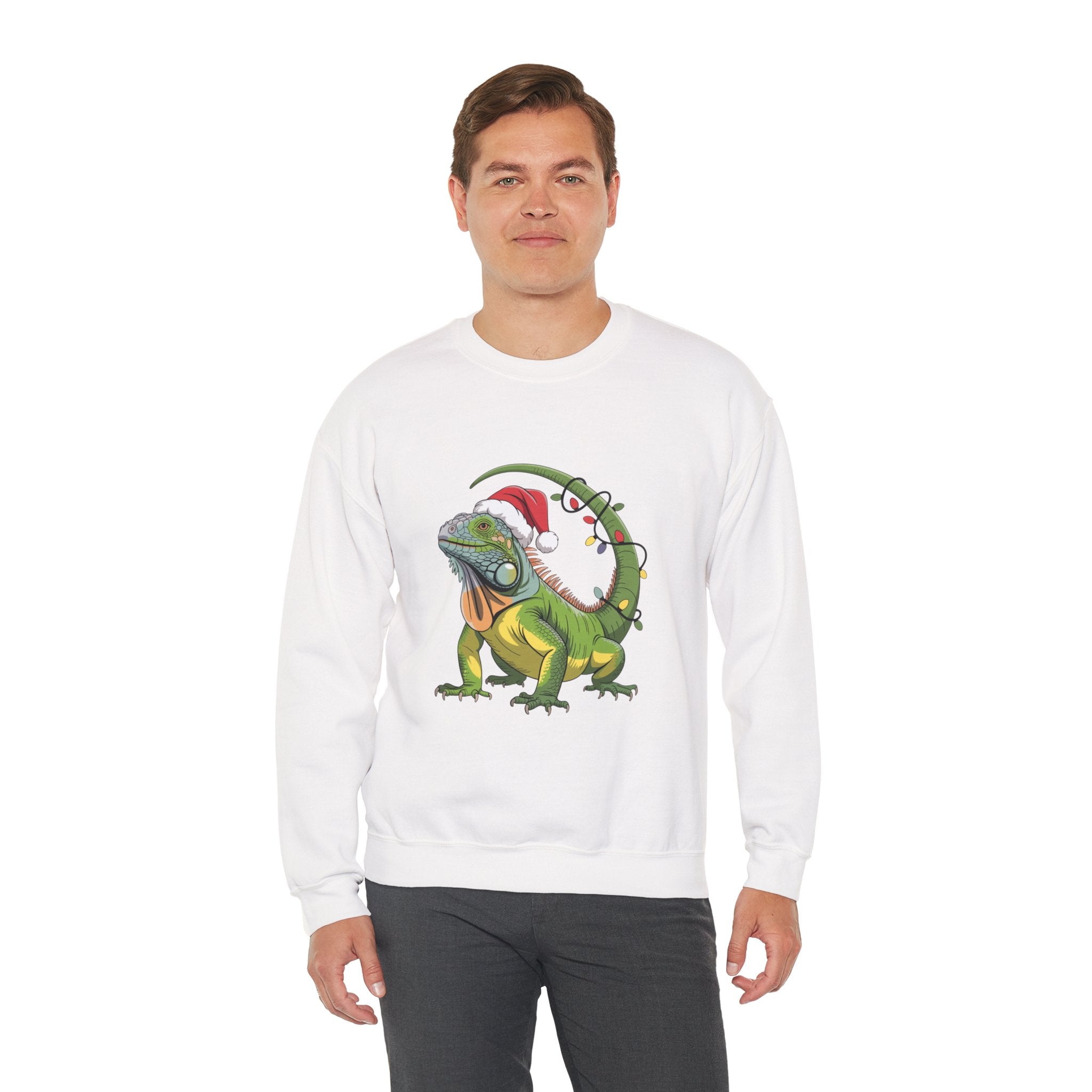 Sweatshirt - Iguana Wrapped in Christmas Lights Design