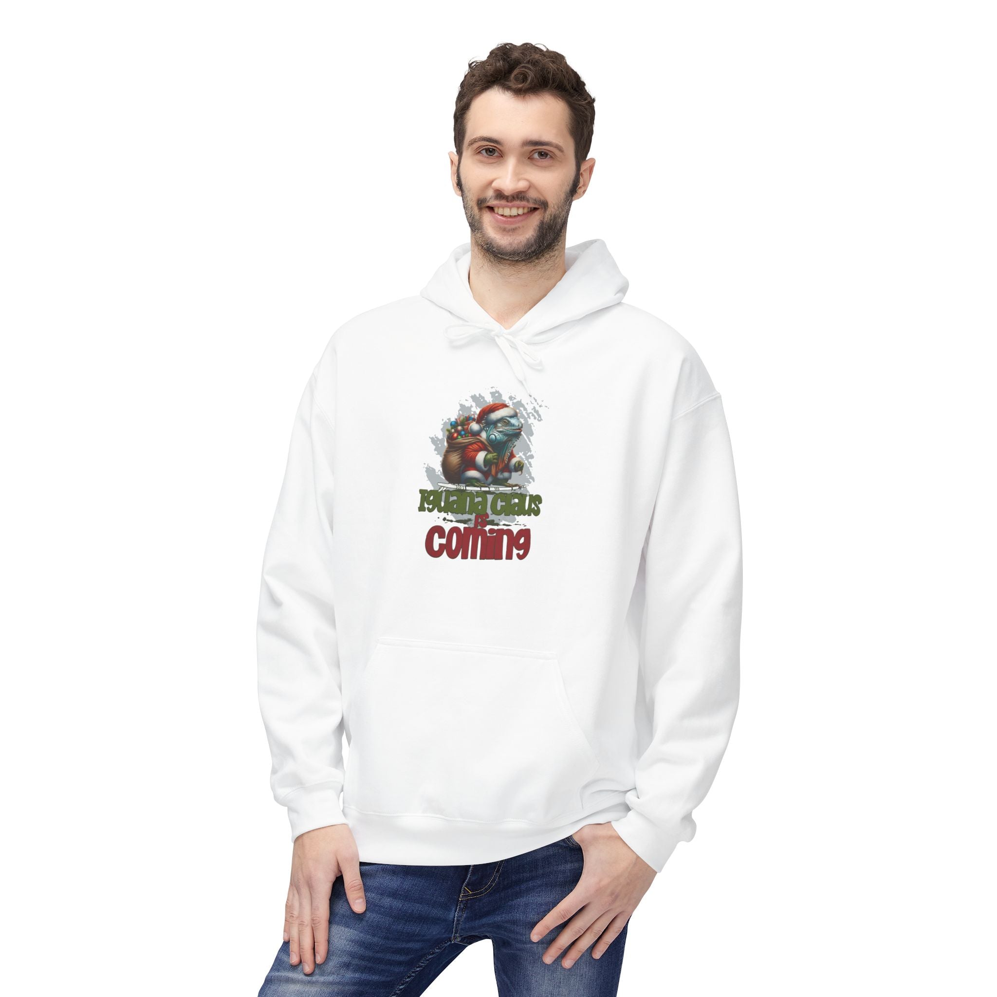 Hoodie - 'Iguana Claus is Coming' Graphic Pullover