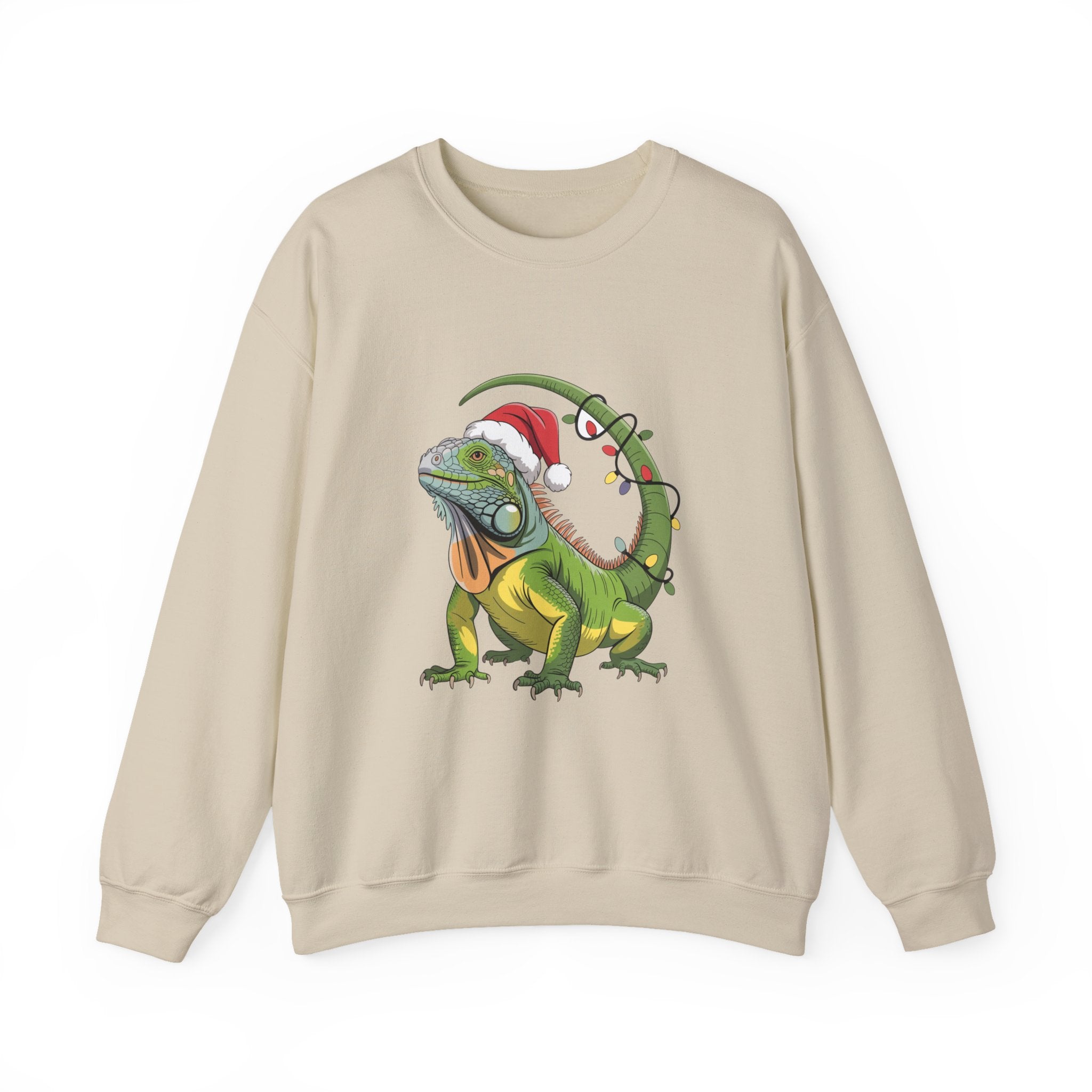 Sweatshirt - Iguana Wrapped in Christmas Lights Design